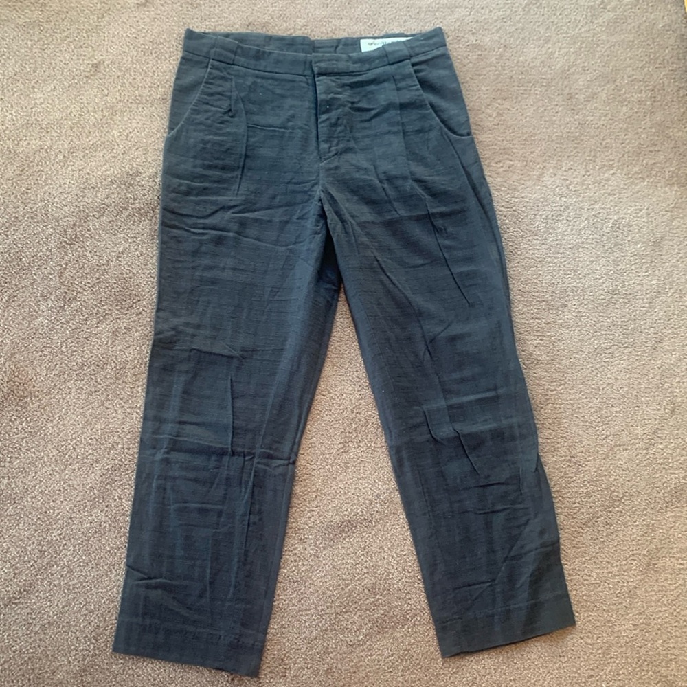 United Bamboo pleat front cropped linen pant
